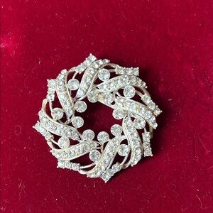 Elegant Silver Crystal Brooch